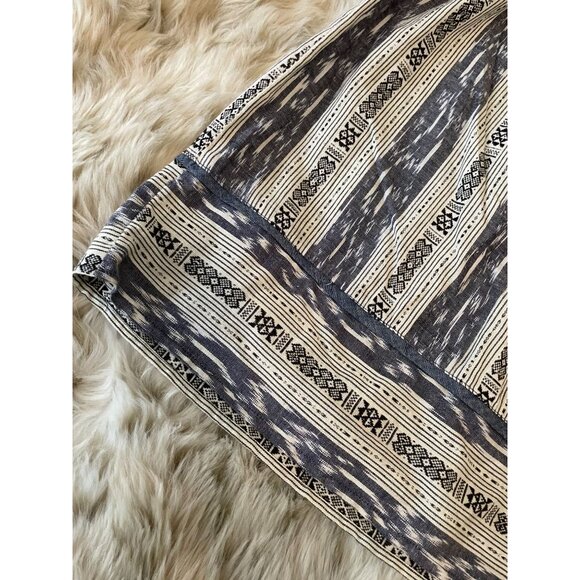 Anthropologie Vintage-Inspired Y2K Navy & Ivory Boho Tribal Print Dress Halter N - Picture 5 of 16